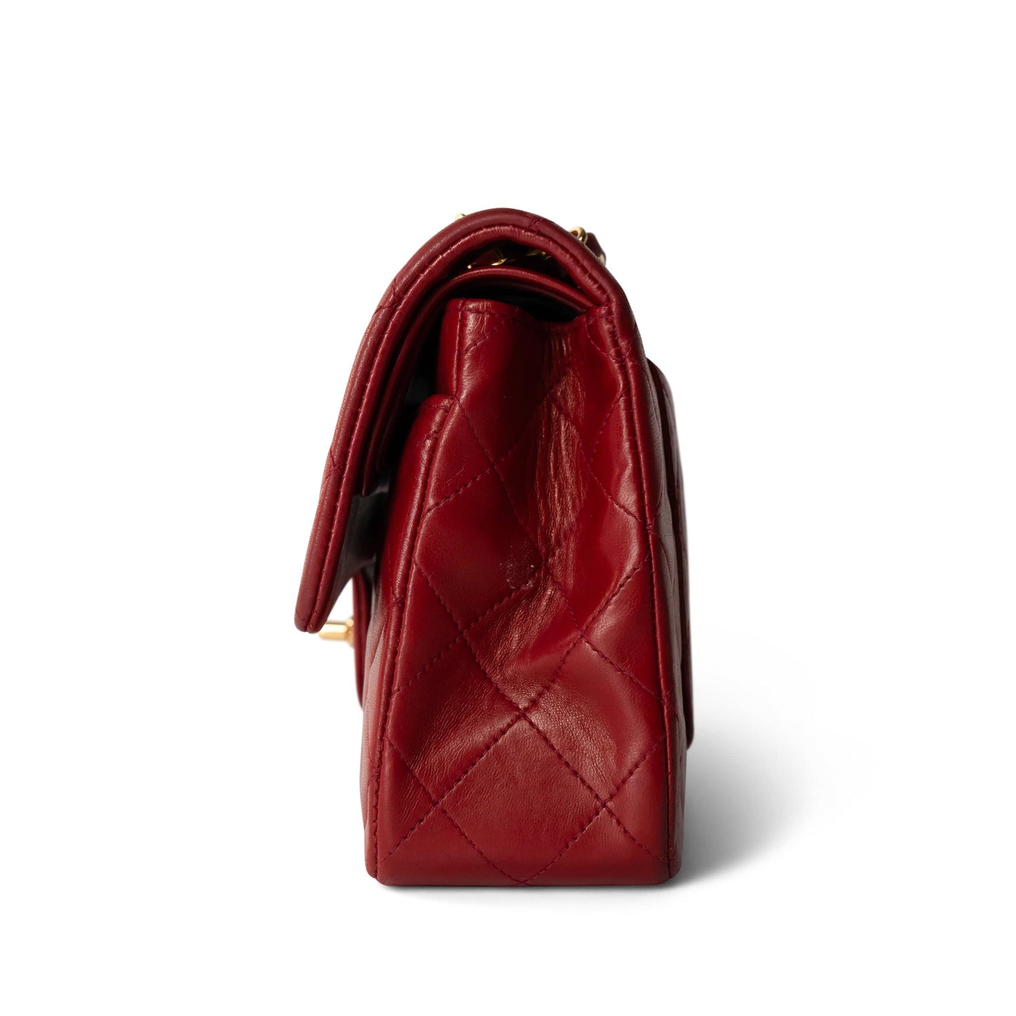 Vintage Red Lambskin Quilted Classic Flap Small Gold Hardware