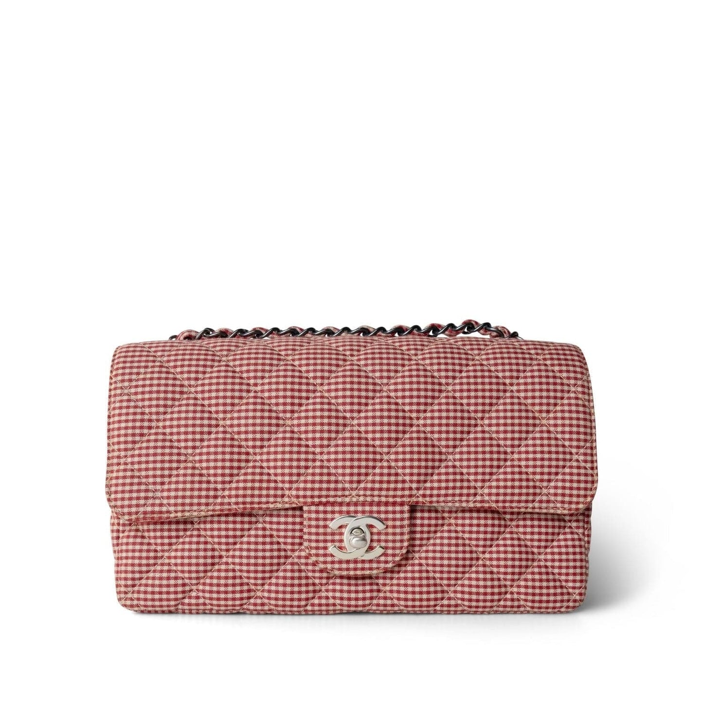 Vintage Gingham Red Medium Single Flap Bag