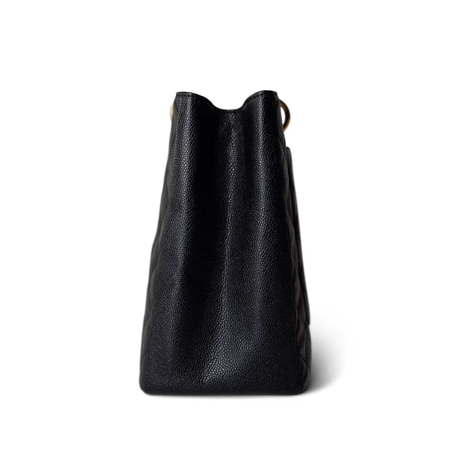 Black Caviar Quilted Grand Shopping Tote Gold Hardware