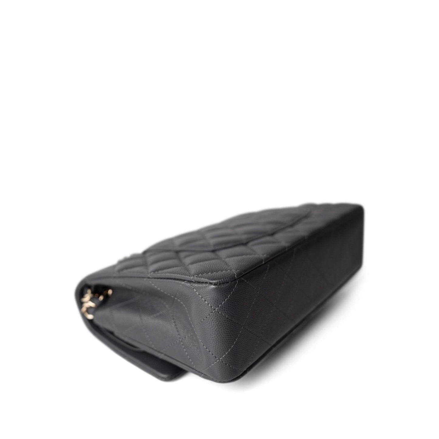 21B Dark Grey Caviar Quilted Classic Flap Medium Light Gold Hardware