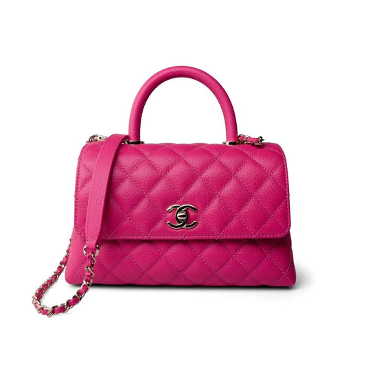 Pink Caviar Quilted Coco Handle Small Light Gold Hardware