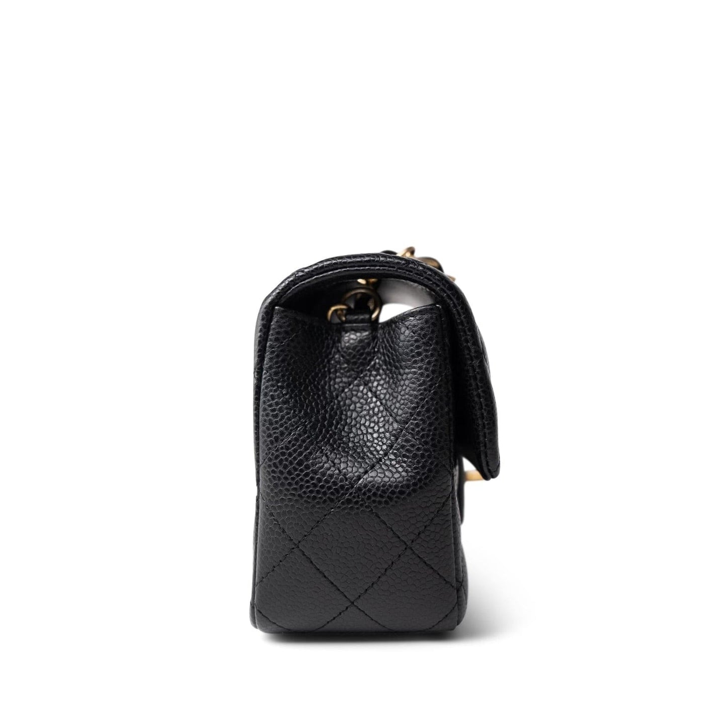 16C Black Caviar Quilted Mini Rectangular Single Flap