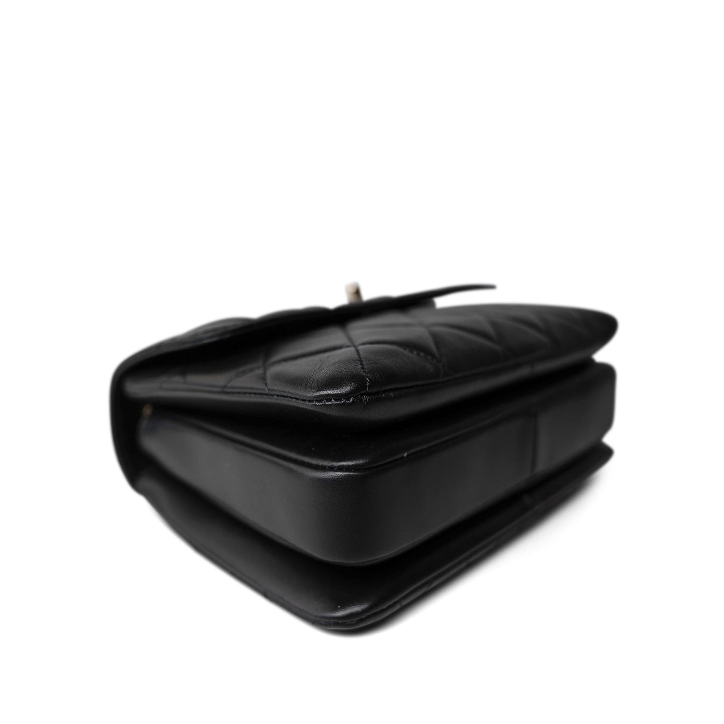 Black Lambskin Quilted Small Trendy CC LGHW