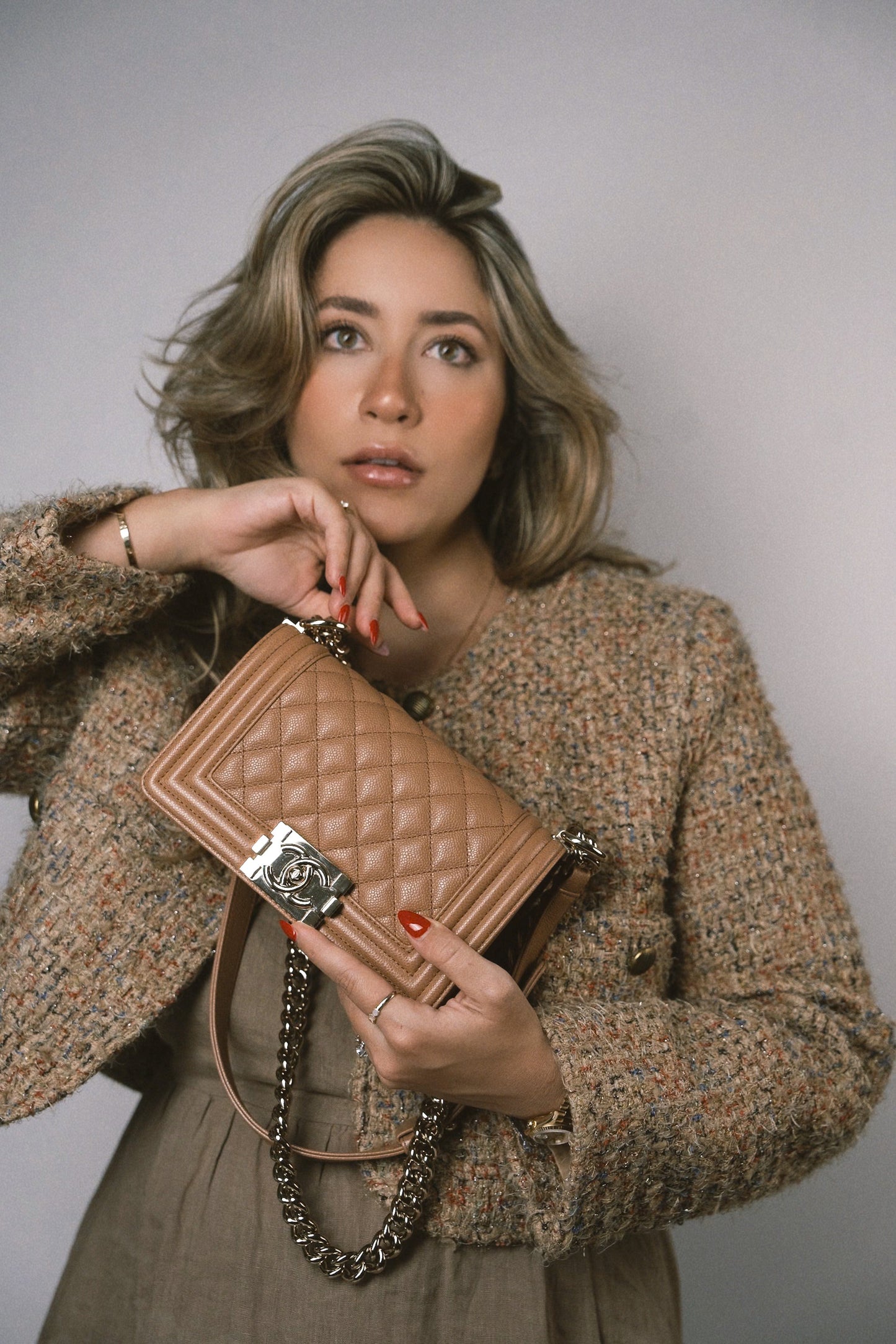 21K Caramel Boy Bag Small Caviar Quilted LGHW