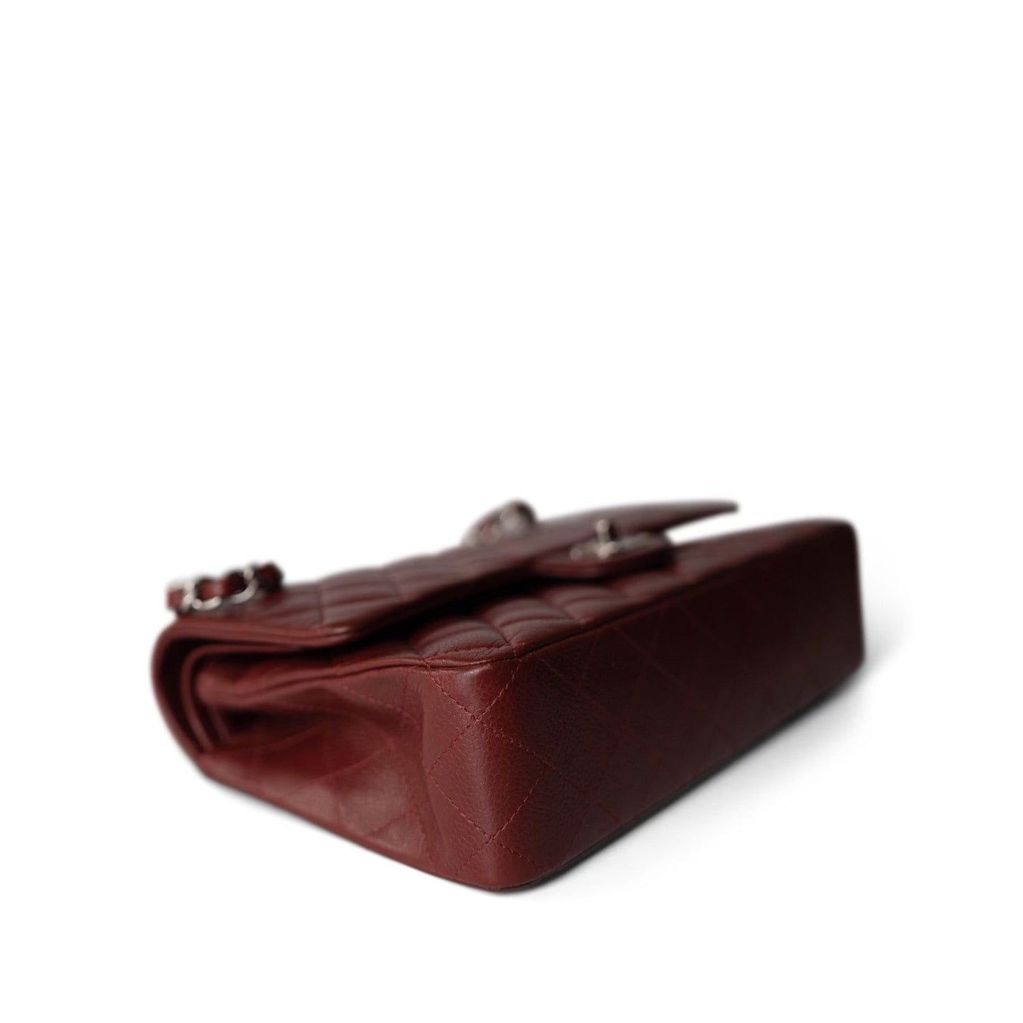 Burgundy Caviar Quilted Classic Flap Medium SHW