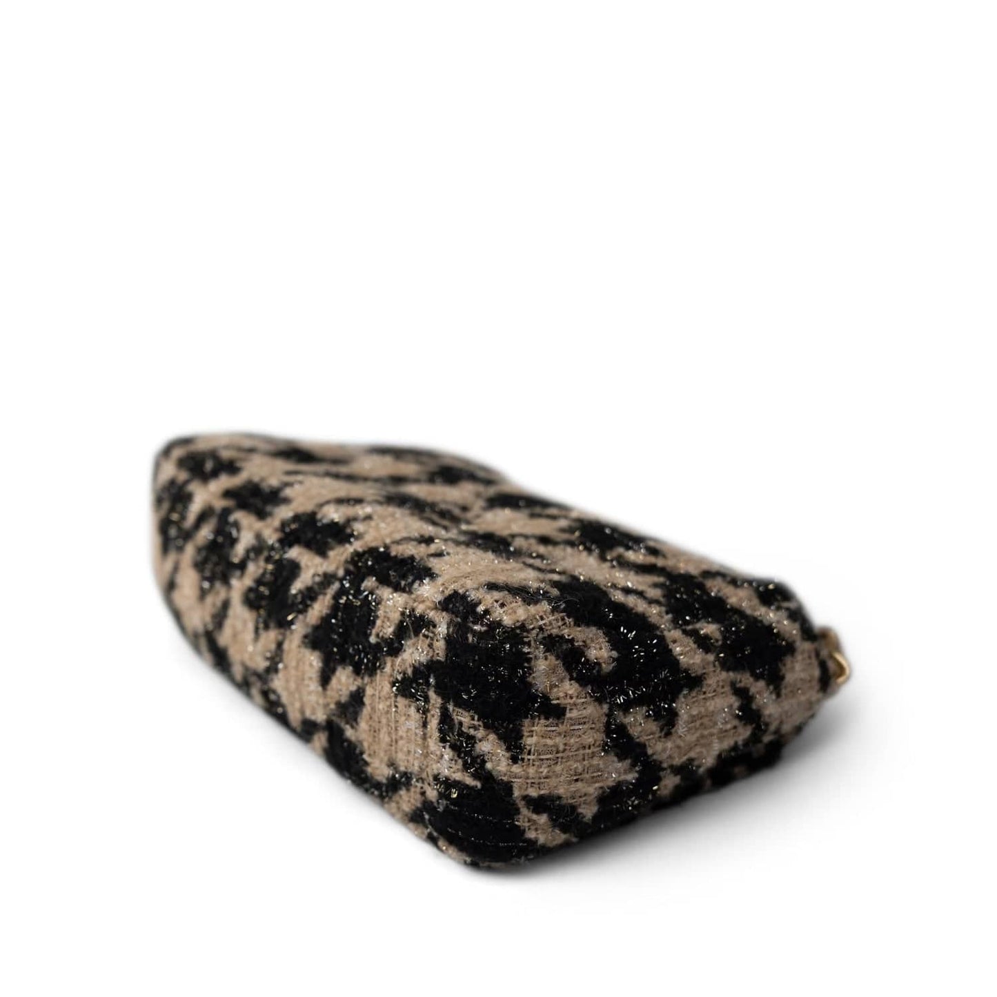 19K Beige/Black Tweed Quilted Houndstooth 19 Flap Small MHW