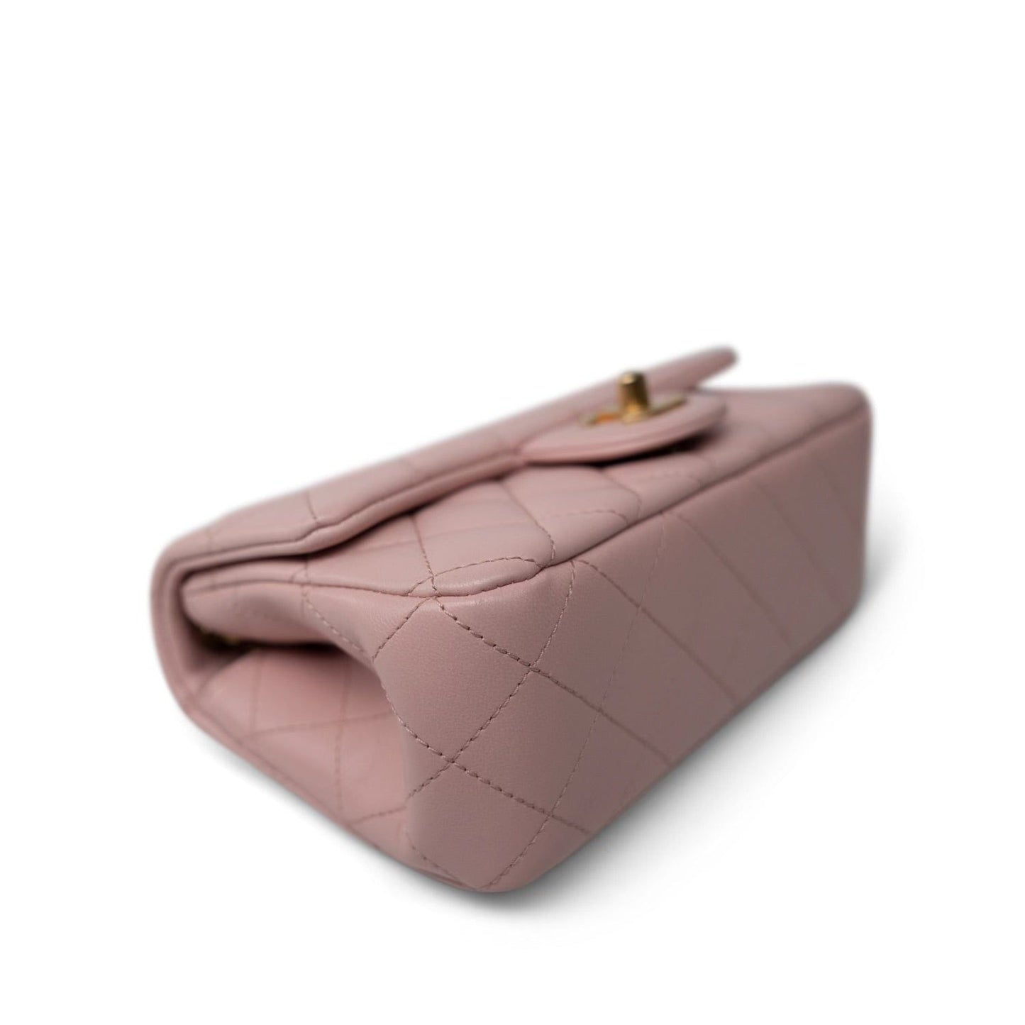 Light Pink Lambskin Quilted Sweet Camelia Single Flap Aged GHW