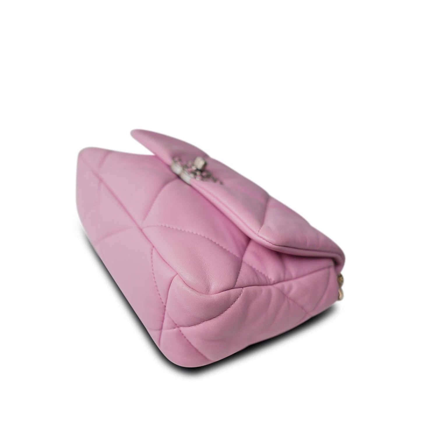 Light Pink Lambskin Quilted 19 Flap Small MHW