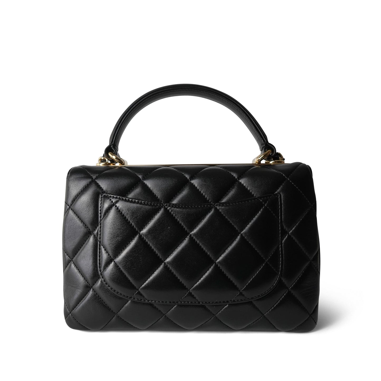 Black Lambskin Quilted Small Trendy CC