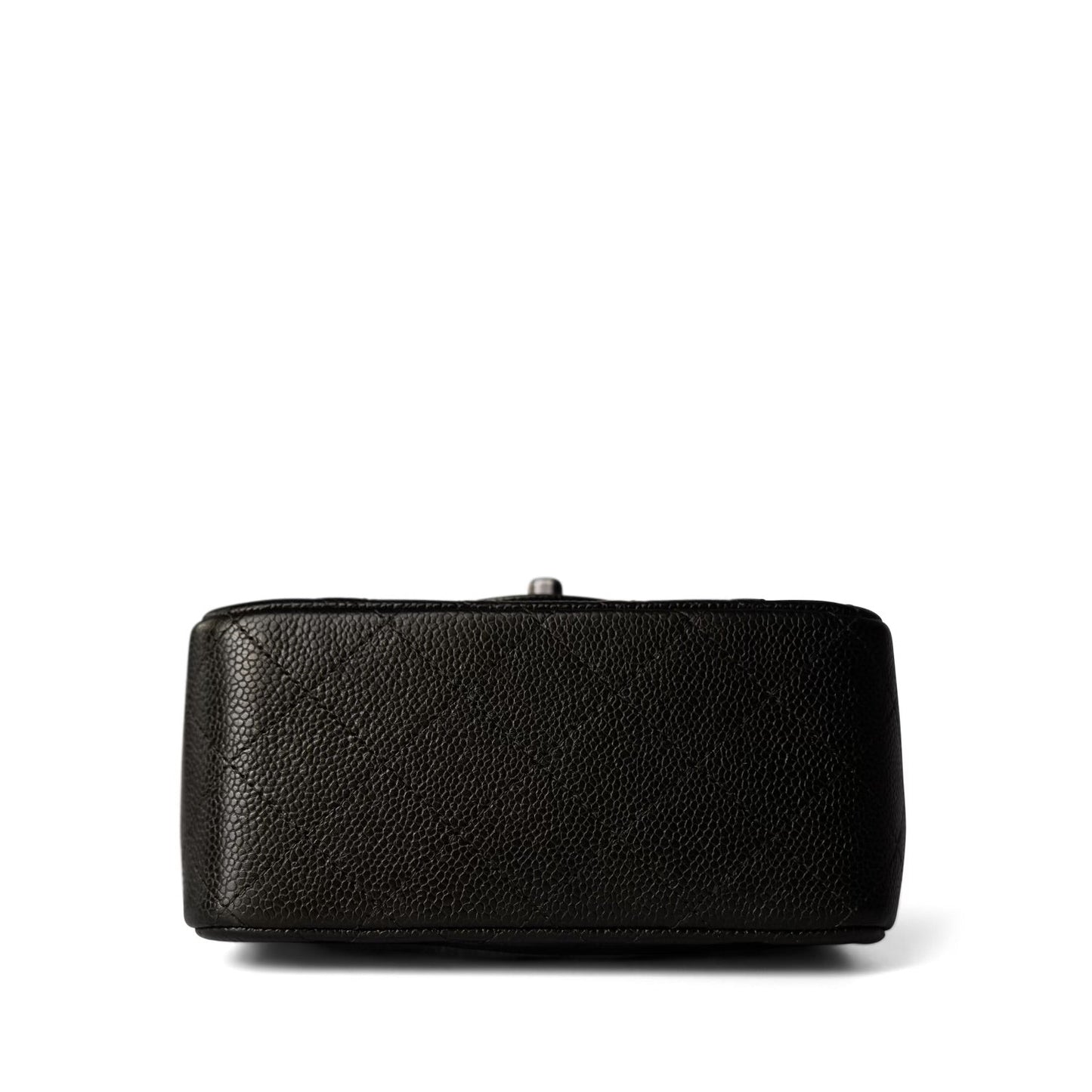 Black Caviar Quilted Mini Square Flap Ruthenium Hardware