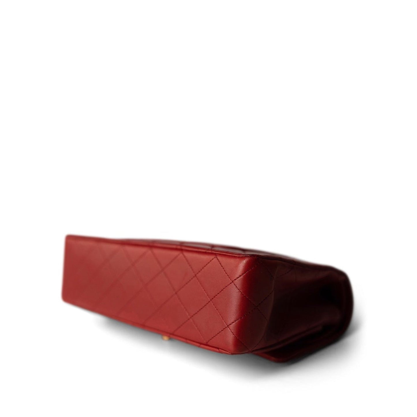 Vintage Red Lambskin Quilted Medium Classic Flap Gold Hardware