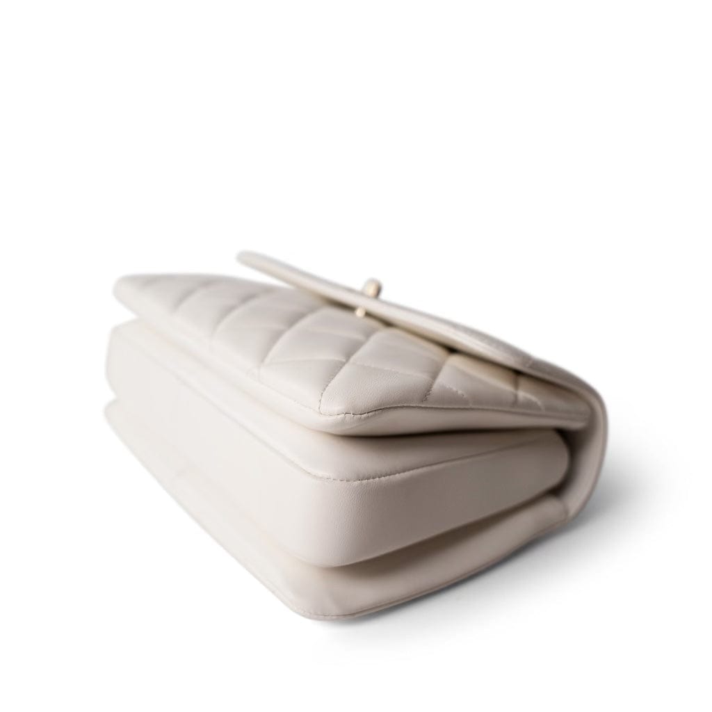 22S White Lambskin Quilted Trendy CC Small LGHW