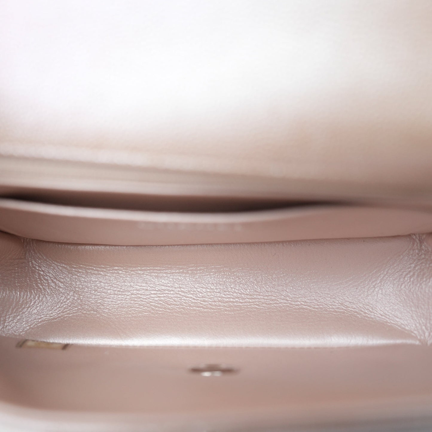 17B Rose Gold Iridescent Caviar Chevron Mini Rectangular Flap Silver Hardware