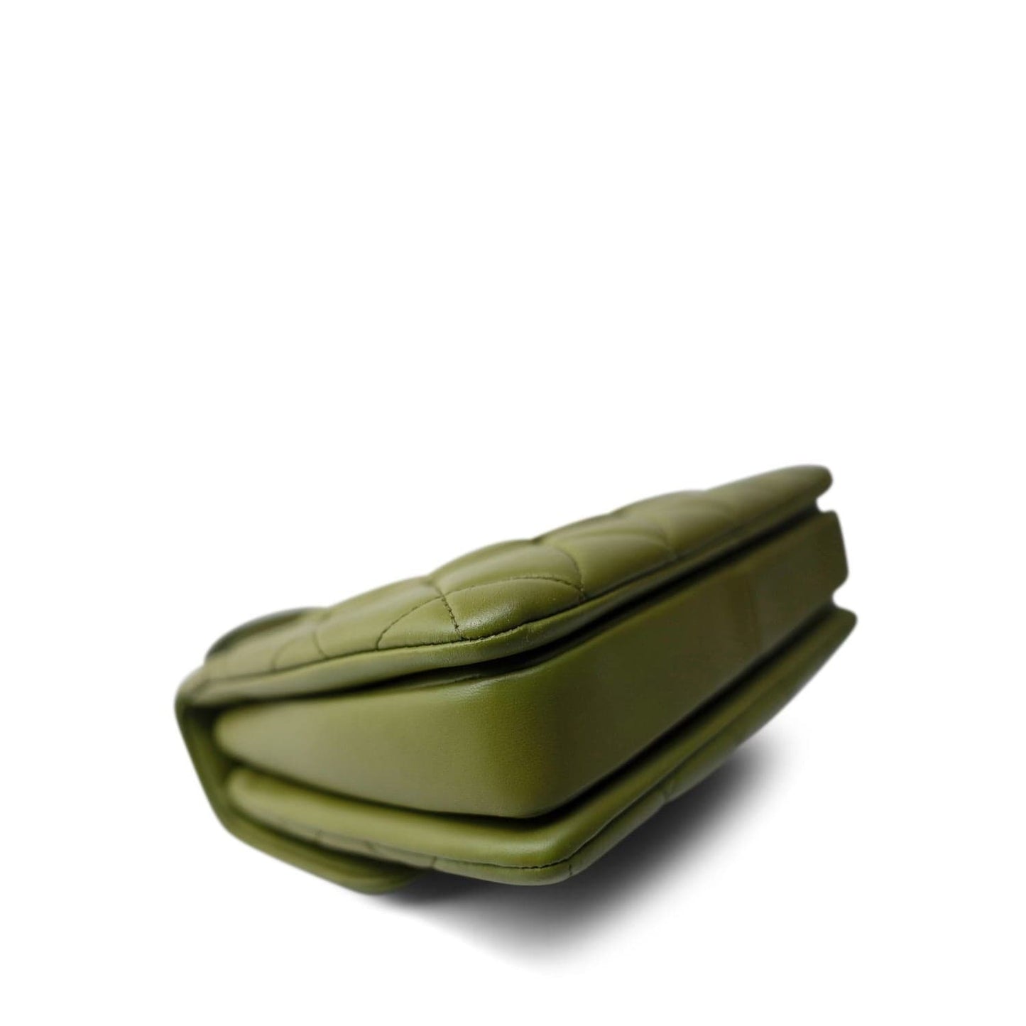 Dark Green Lambskin Quilted Trendy CC Small Light Gold Hardware