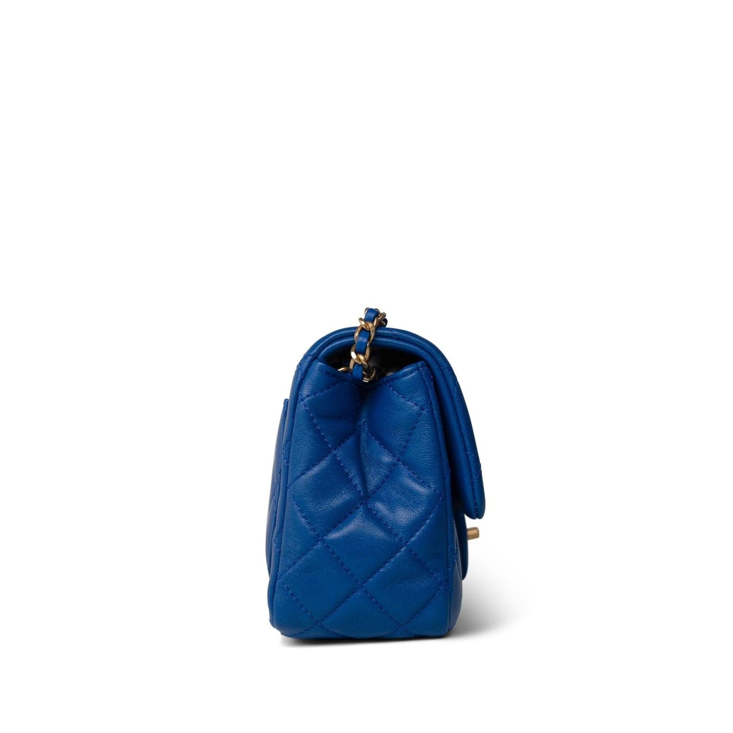 22B Blue Pearl Crush Mini Square Flap Aged Gold Hardware