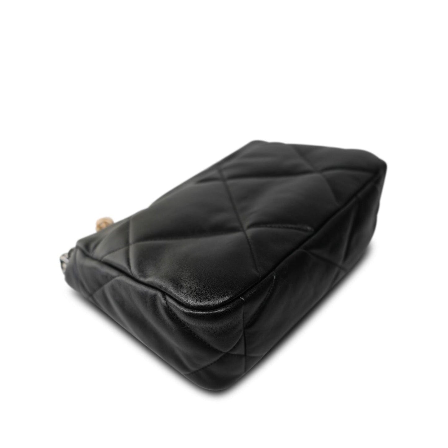 Black Lambskin Quilted 19 Flap Small Mixed Hardware