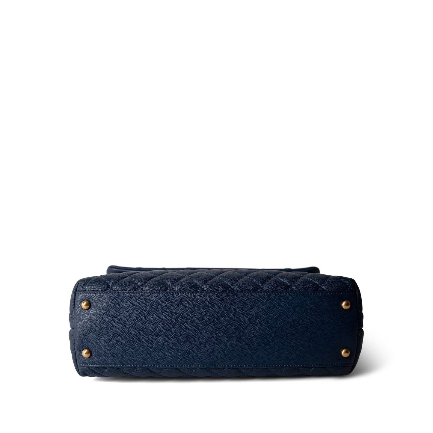 Navy Caviar Quilted Coco Handle Large Aged Gold Hardware