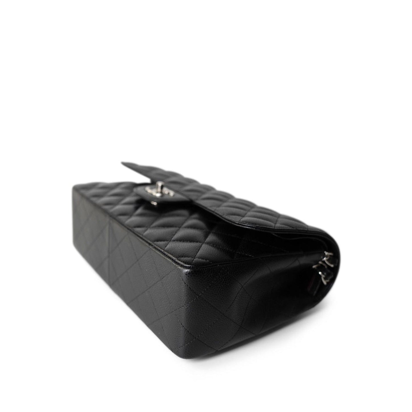 18B Black Caviar Quilted Jumbo Classic Flap SHW