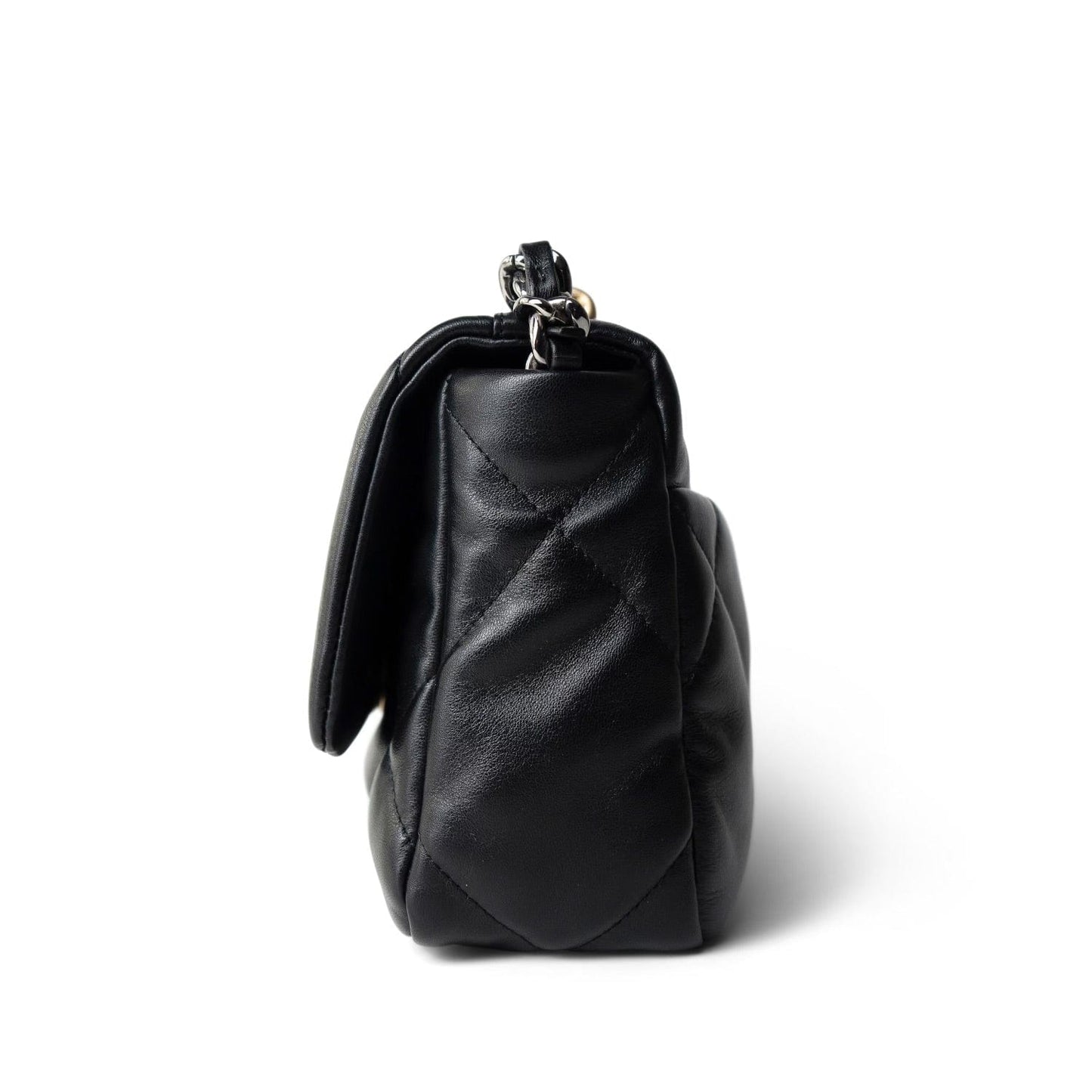 22A Black Lambskin Quilted 19 Flap Small Mixed Hardware