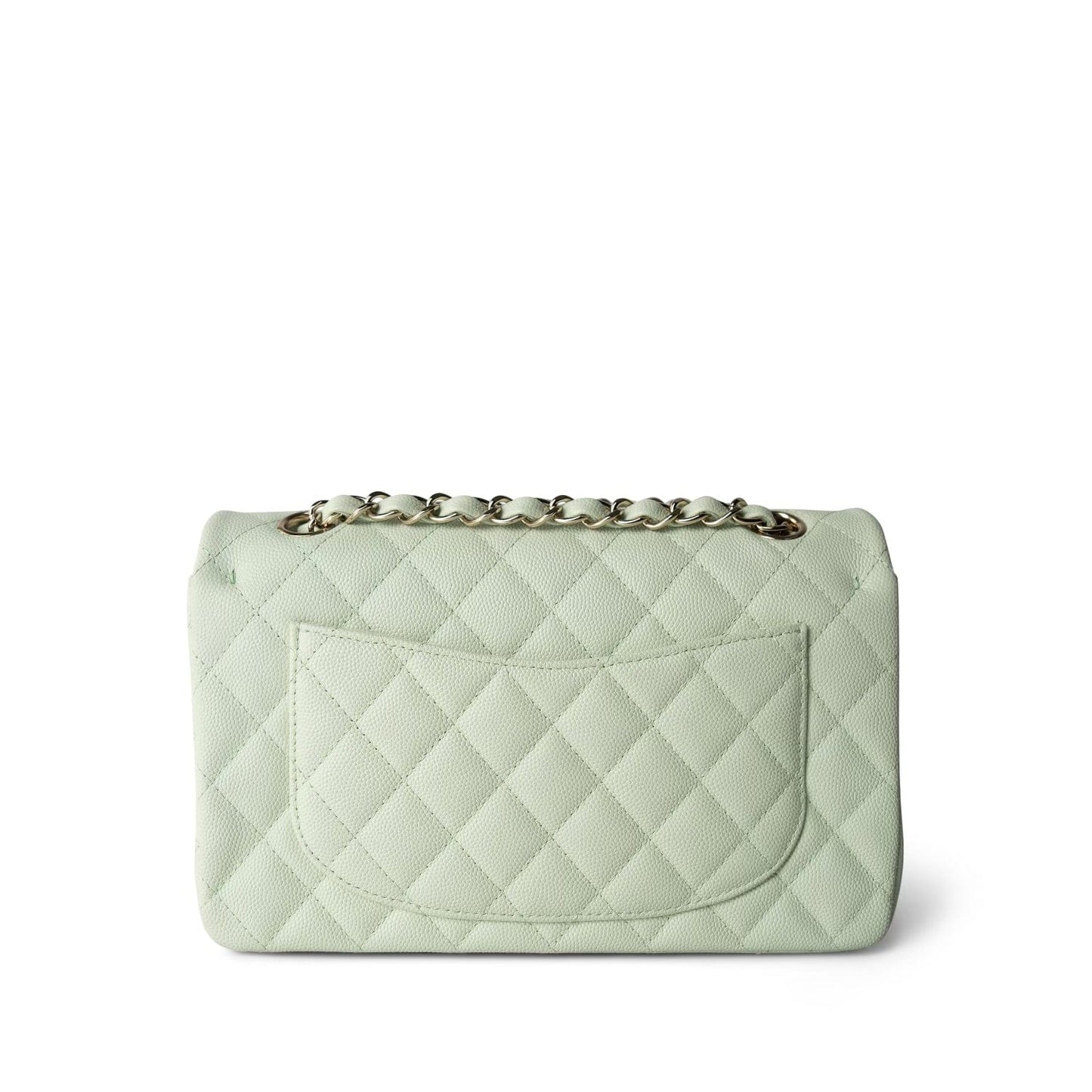 22C Light Green Caviar Quilted Classic Flap Small LGHW