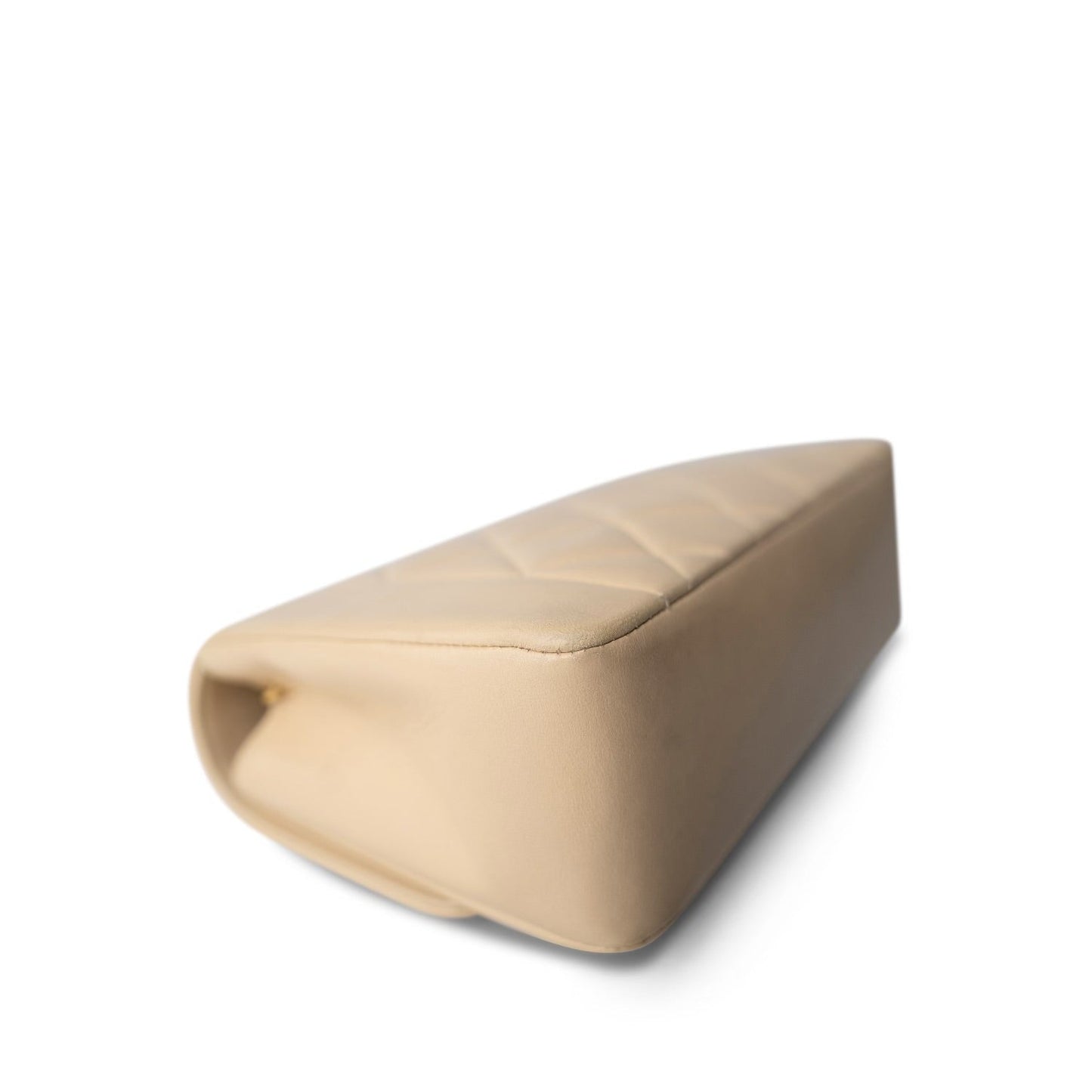Light Beige Lambskin Quilted Diana Flap Small Gold Hardware