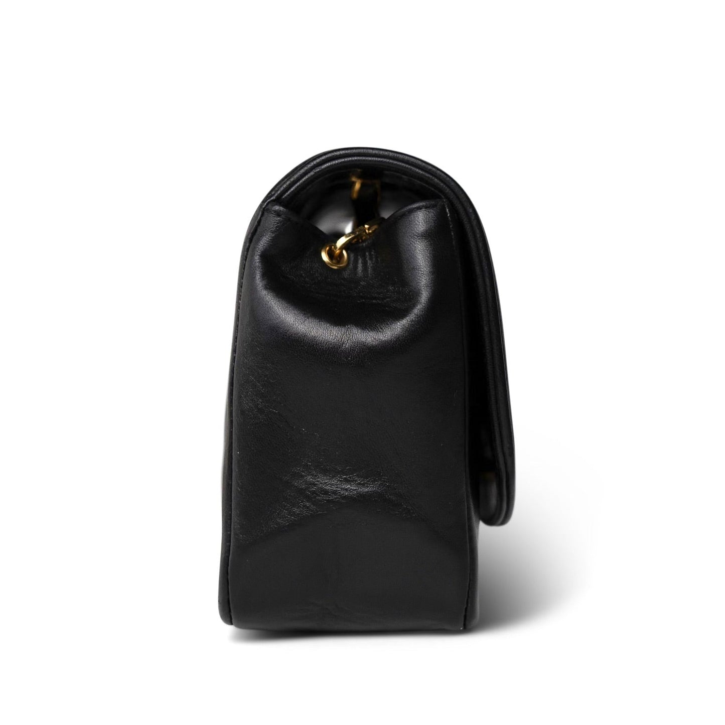 Black Lambskin Quilted Diana Flap Small Gold Hardware