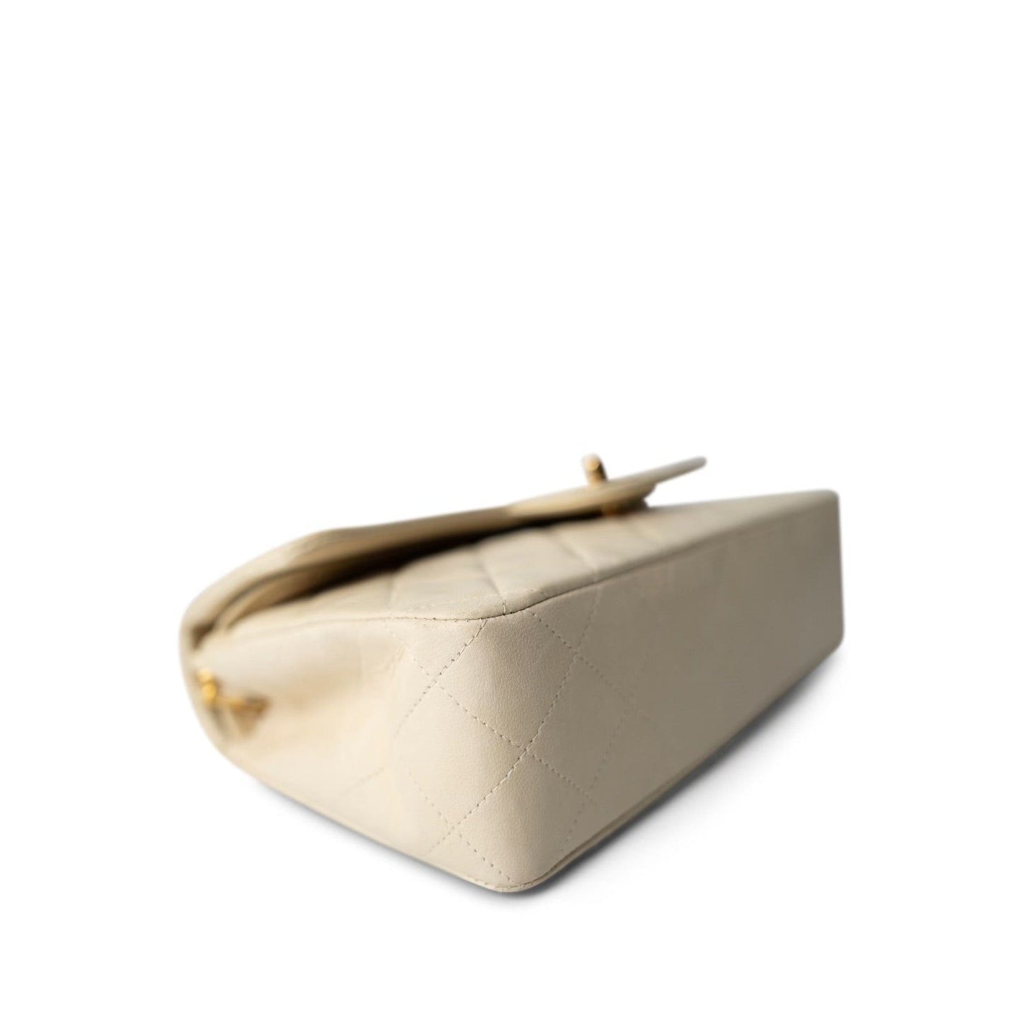 Ivory Lambskin Quilted Classic Flap Small GHW
