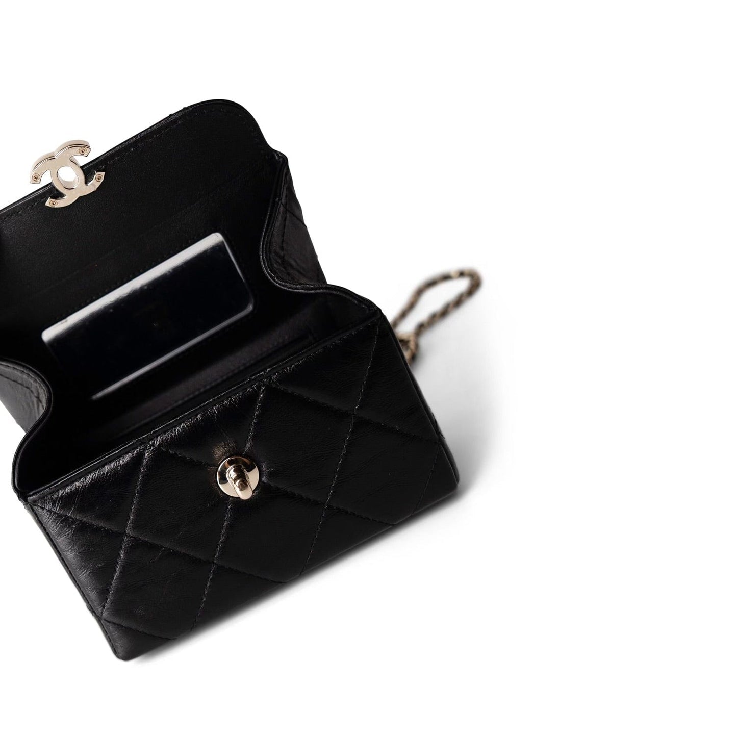 23k Black Shiny Mini Box Bag Vanity LGHW