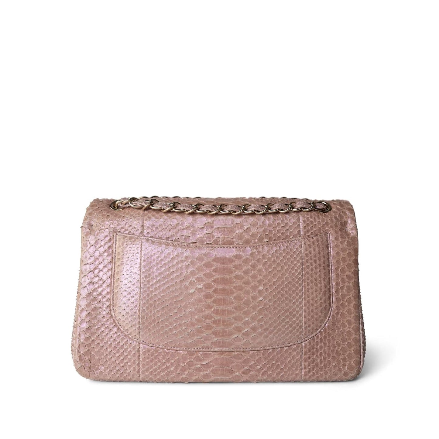 Iridescent Light Pink Python Classic Flap Jumbo LGHW