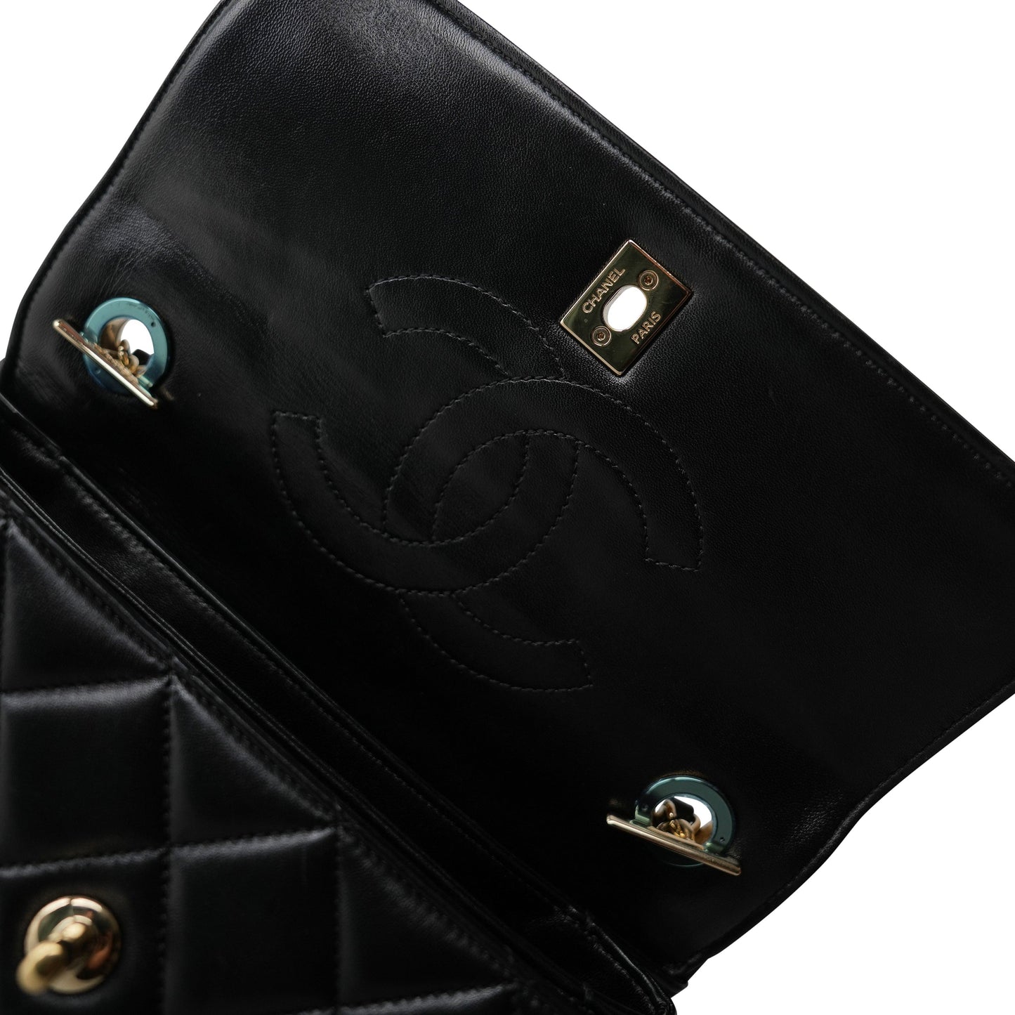 Black Lambskin Quilted Small Trendy CC