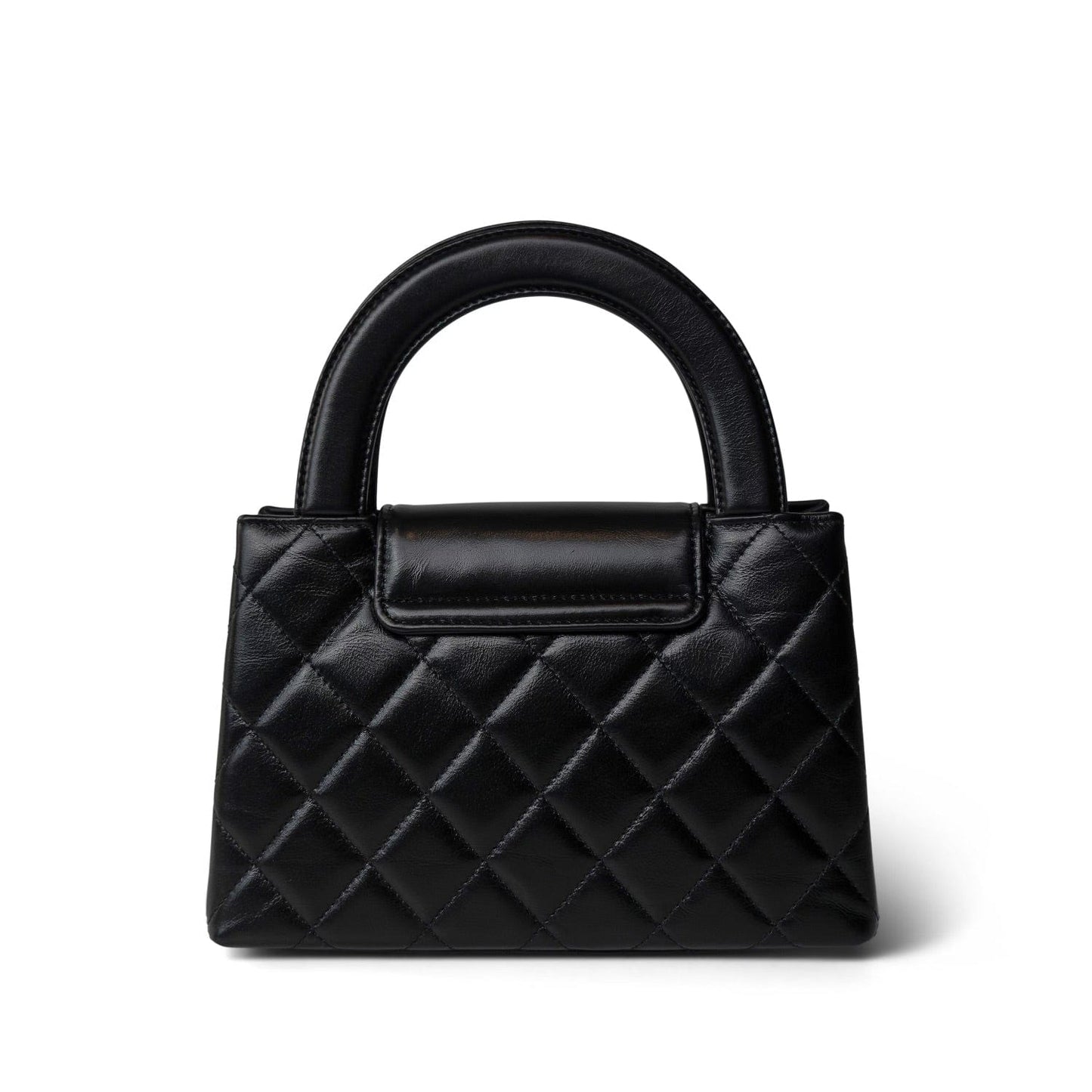 24P Black Shiny Aged Calfskin Nano Kelly Shopper Aged Gold Hardware