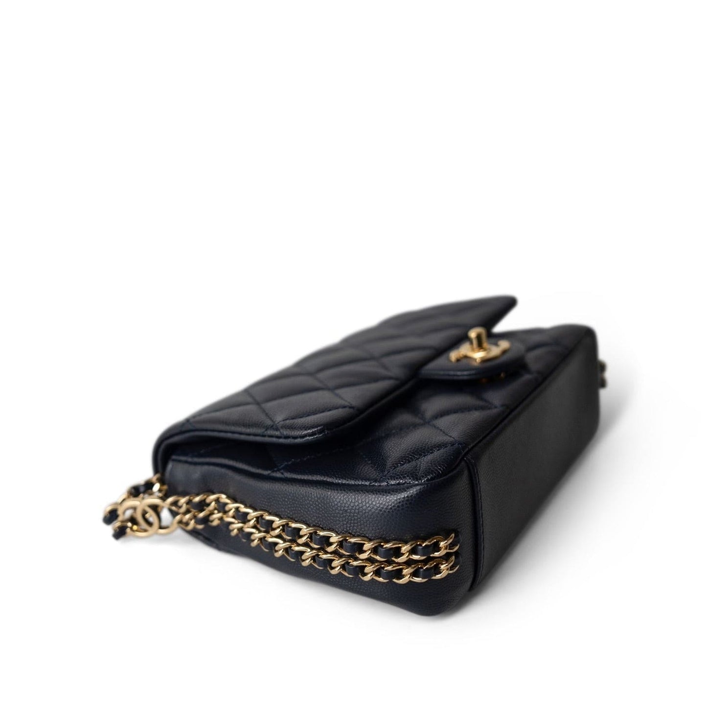 Navy Caviar Quilted CC You Flap Bag Mini GHW