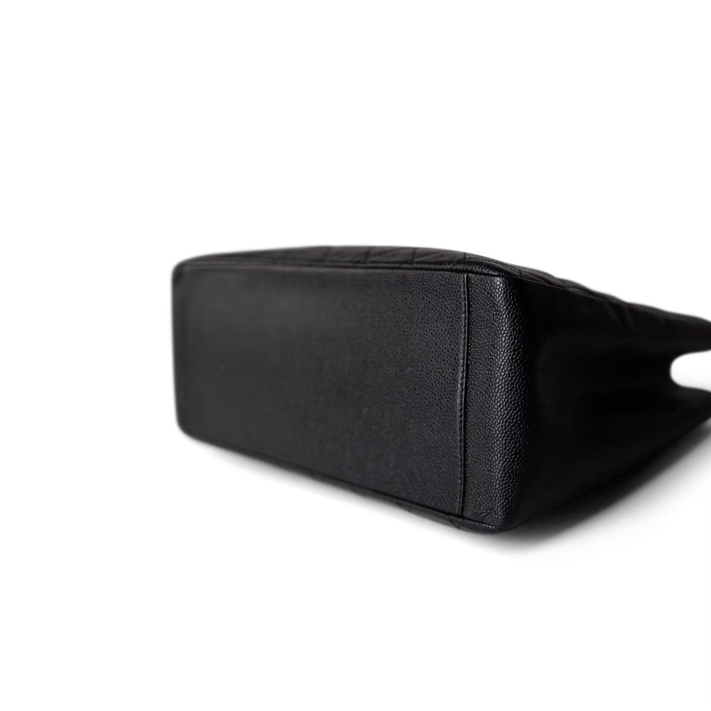 Black Caviar Quilted Grand Shopping Tote Gold Hardware