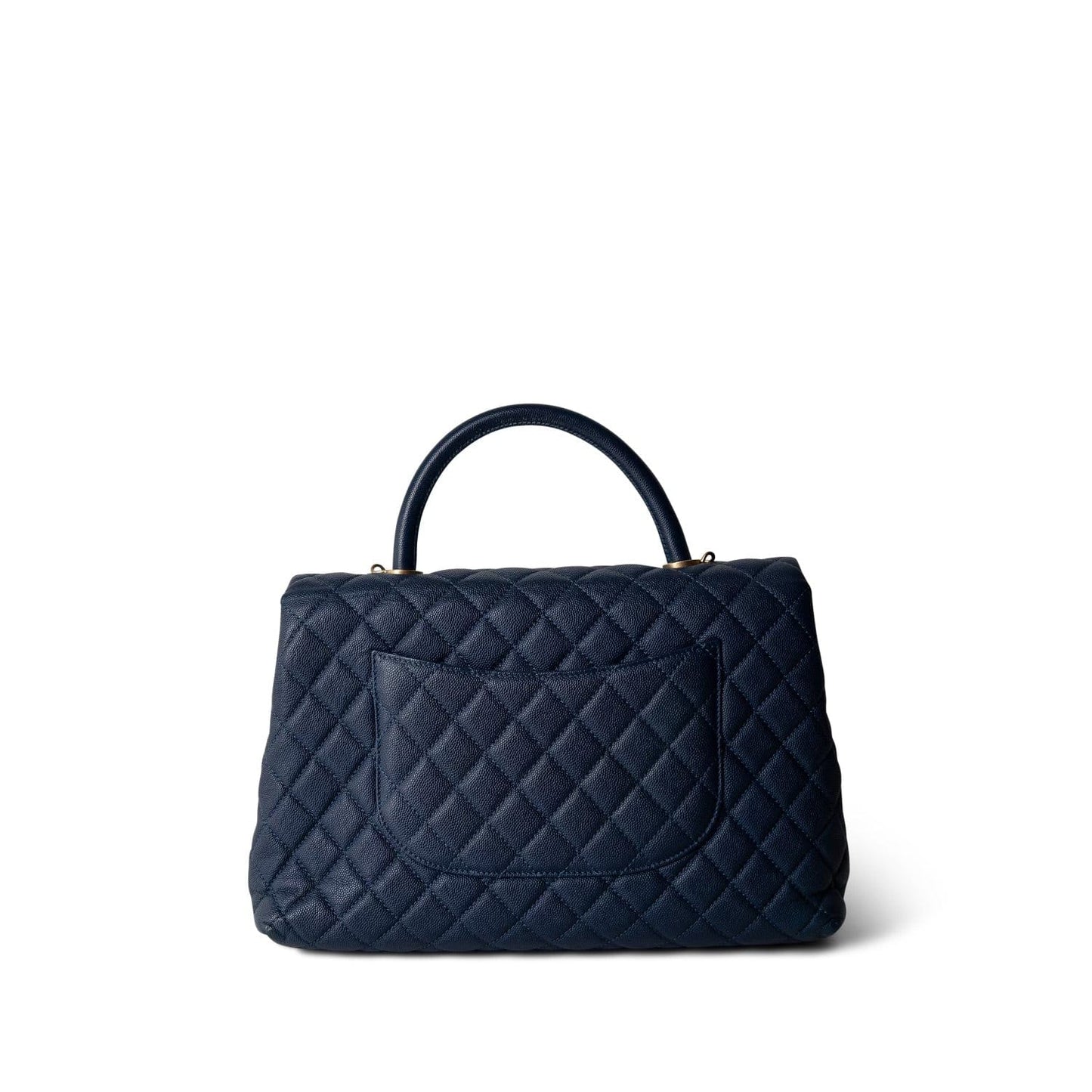 Navy Caviar Quilted Coco Handle Large Aged Gold Hardware