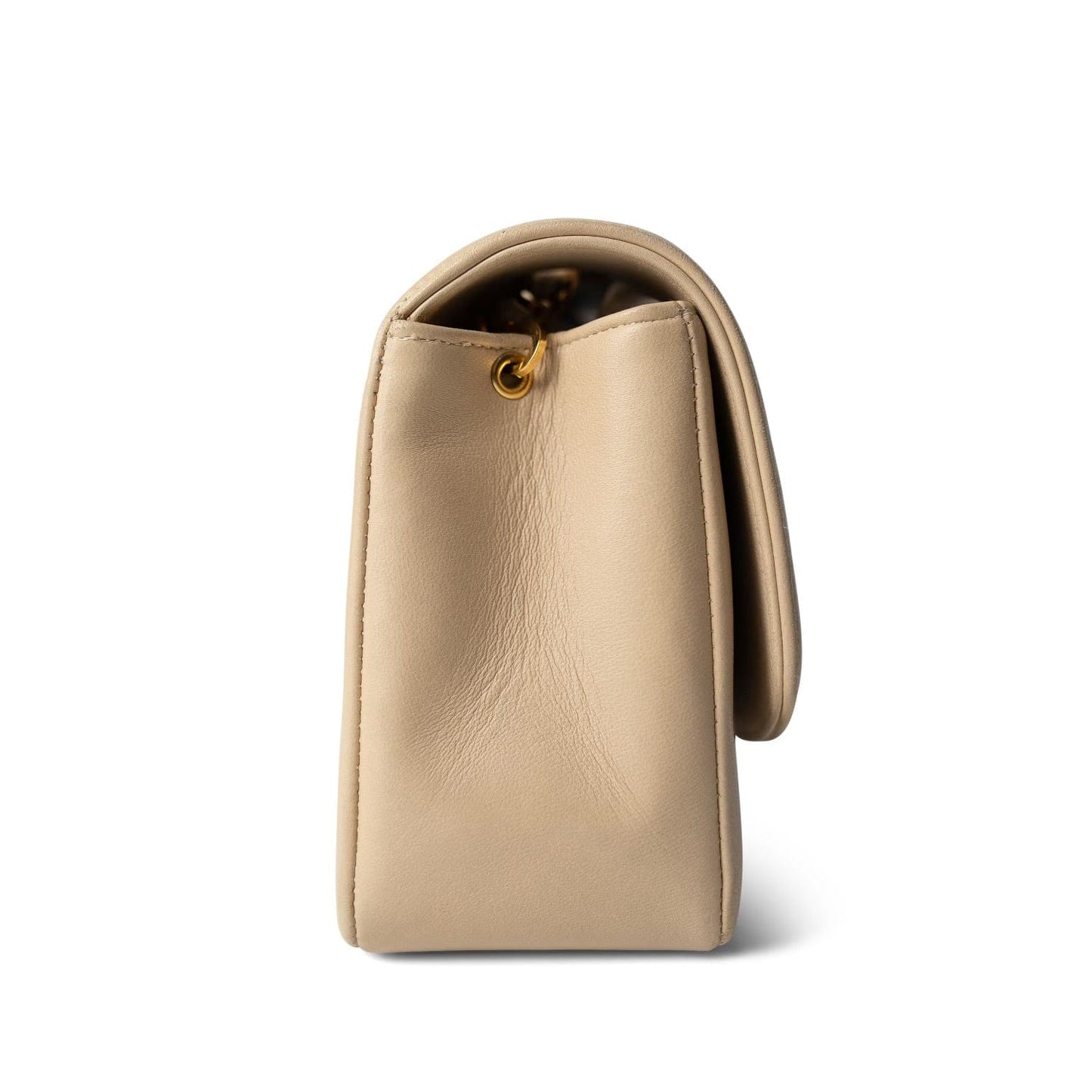 Light Beige Lambskin Quilted Diana Flap Small Gold Hardware