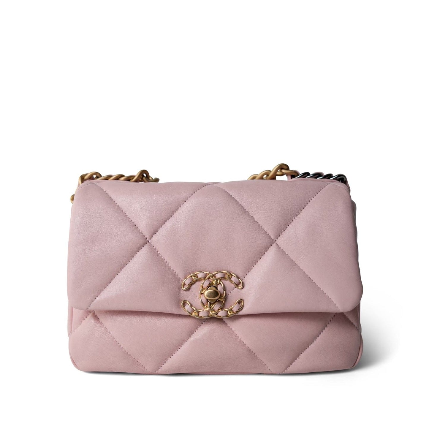 Rose Clair Lambskin Quilted 19 Flap Small Mixed Hardware