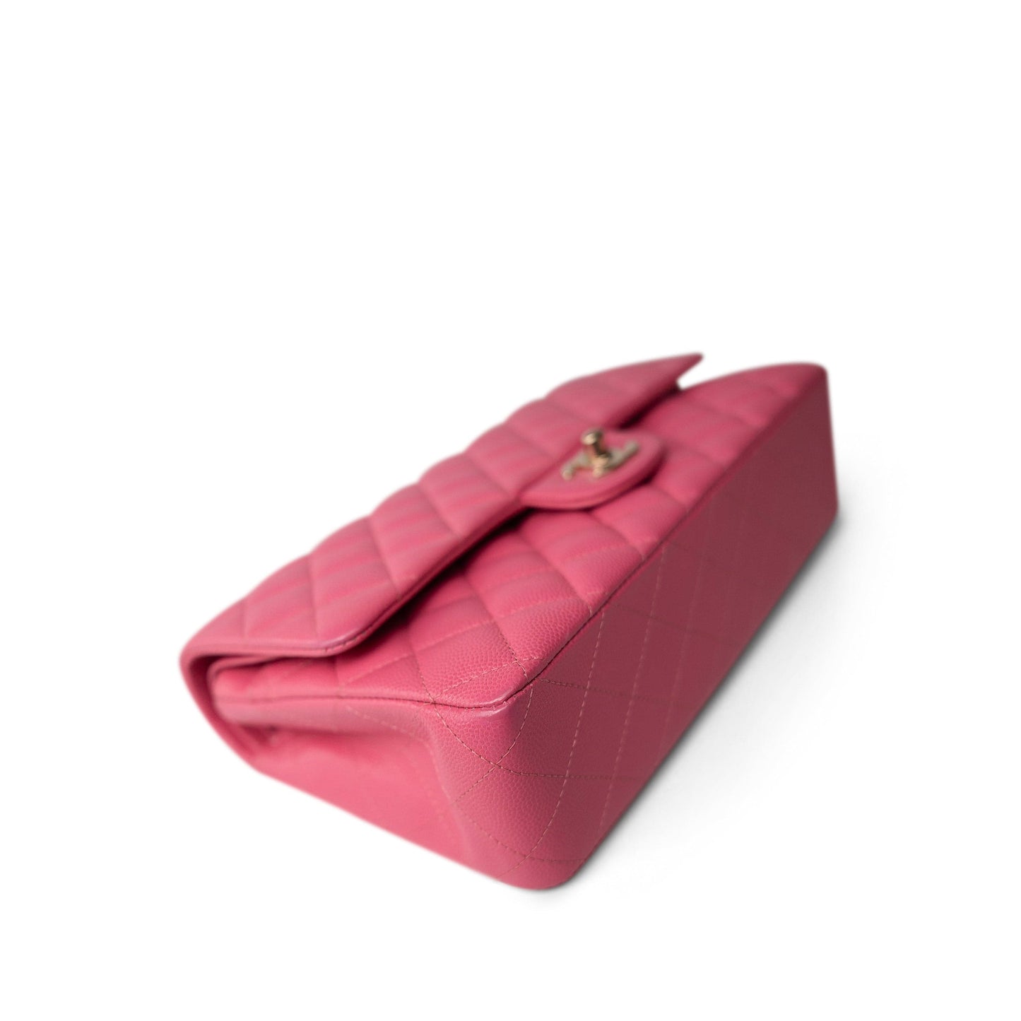 19C Pink Caviar Quilted Classic Flap Medium