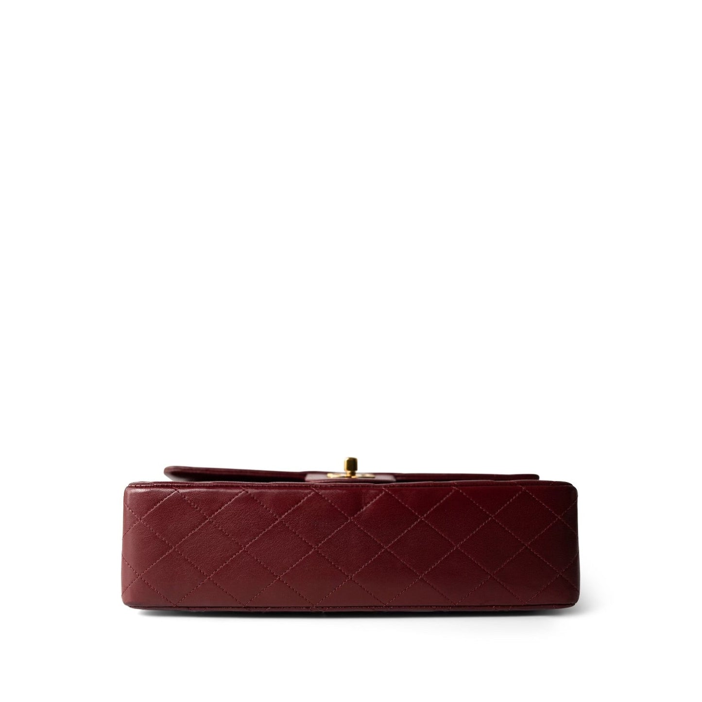 Burgundy / Wine Lambskin Quilted Classic Flap Medium Gold Hardware