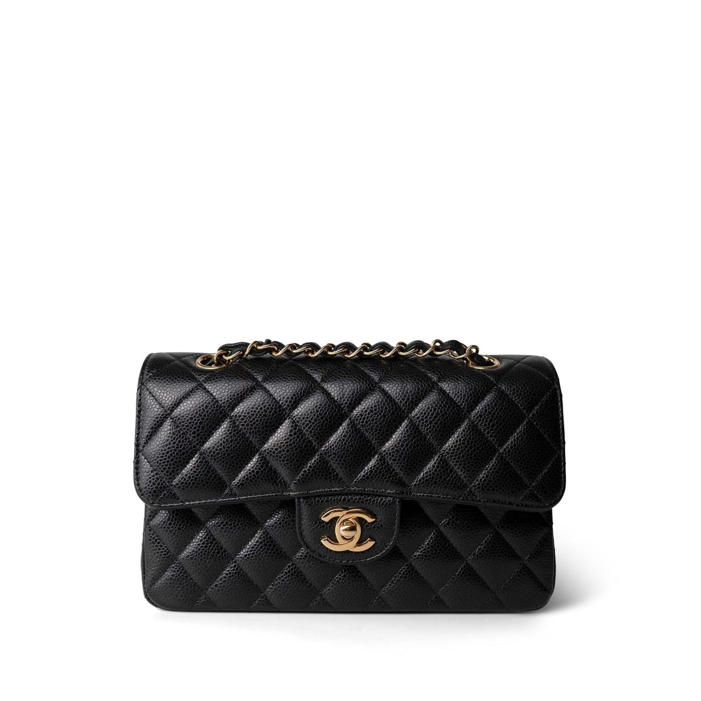 Black Caviar Quilted Classic Flap Small Gold Hardware
