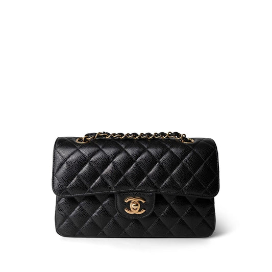 Black Caviar Quilted Classic Flap Small Gold Hardware