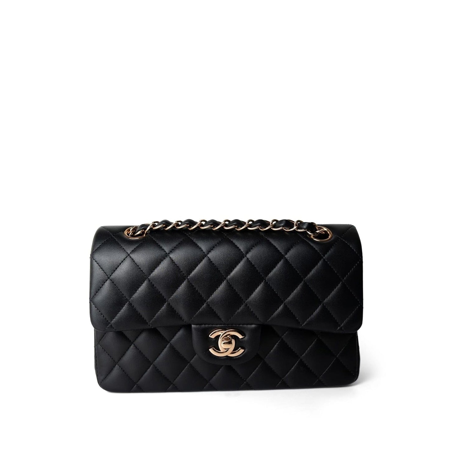 21B Black Lambskin Quilted Classic Flap Small Rose Gold Hardware
