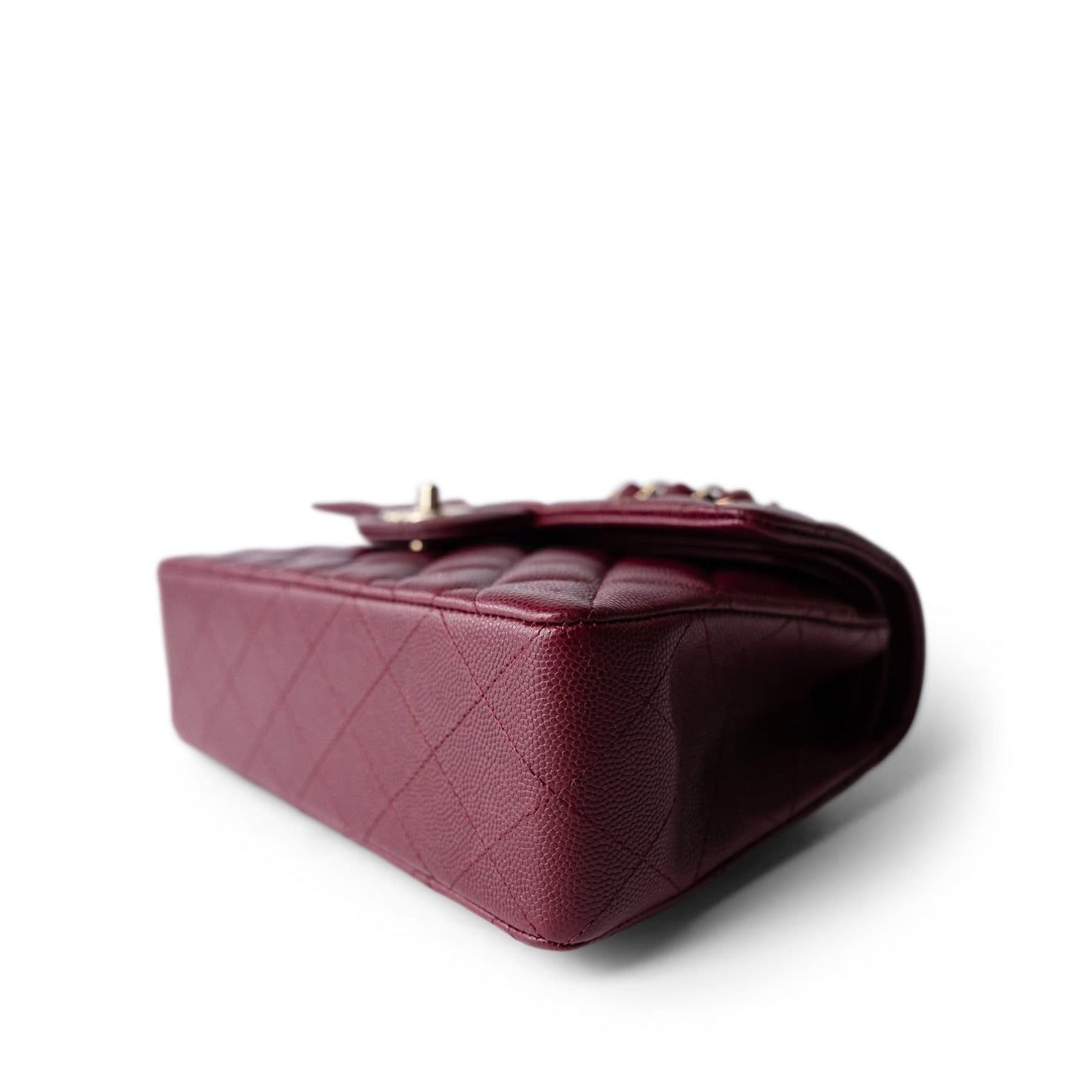 Wine/Burgundy Caviar Quilted Small Classic Double Flap LGHW