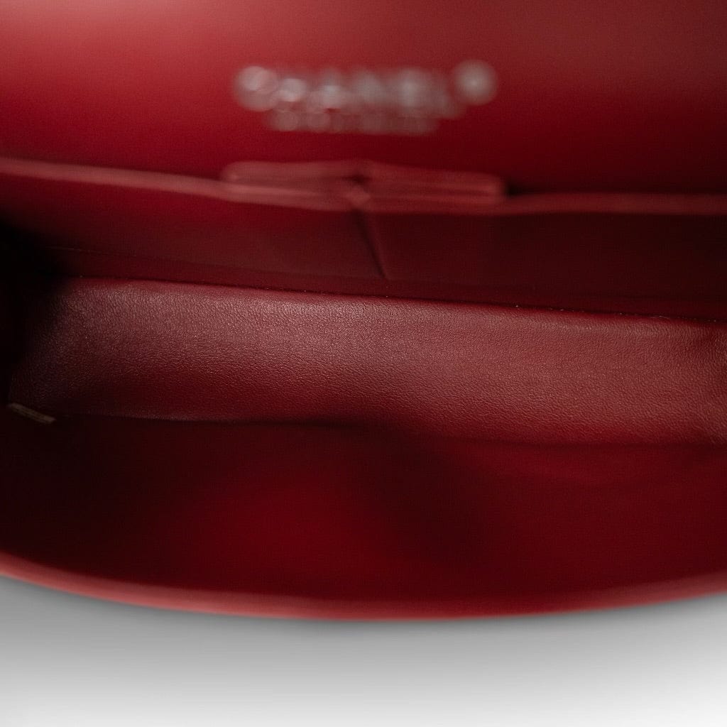 17B Red/Raspberry Caviar Quilted Medium Classic Flap Silver Hardware