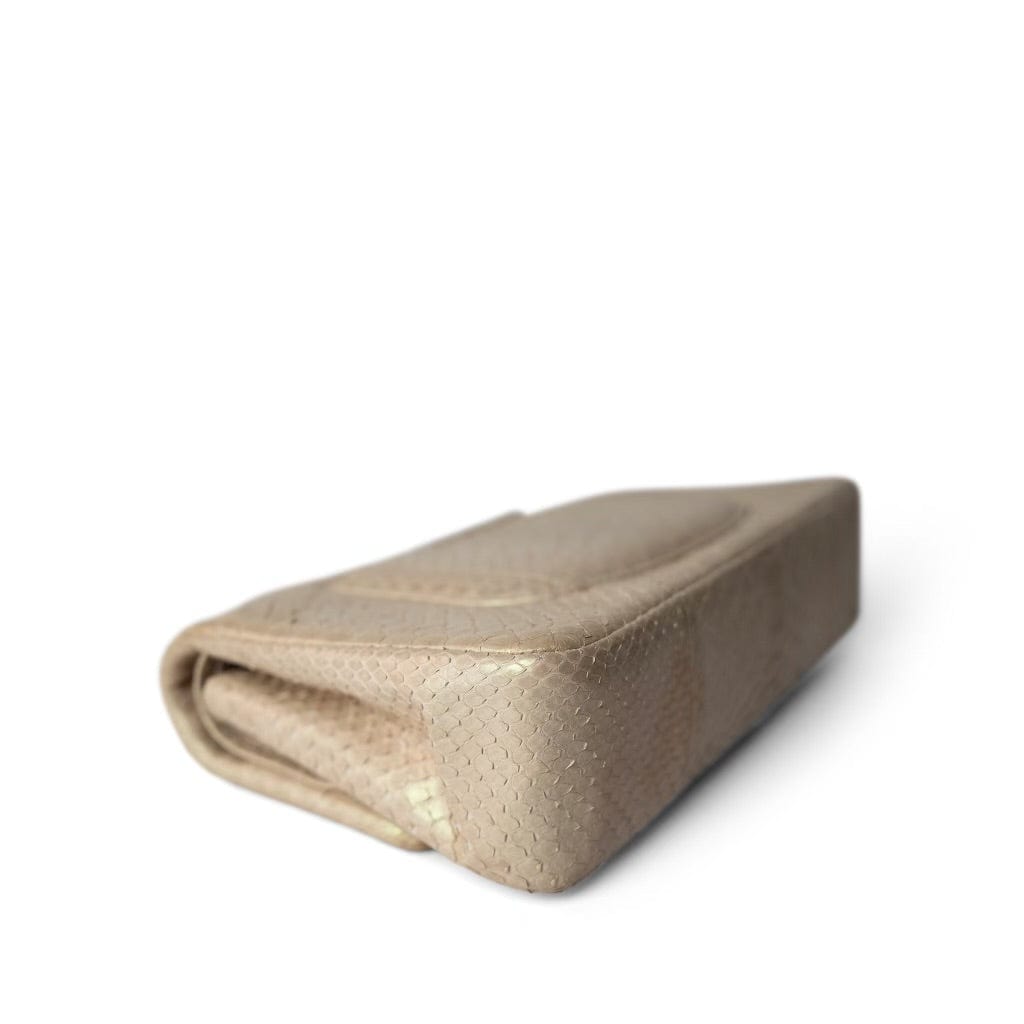 Iridescent Beige Python Classic Flap Medium LGHW