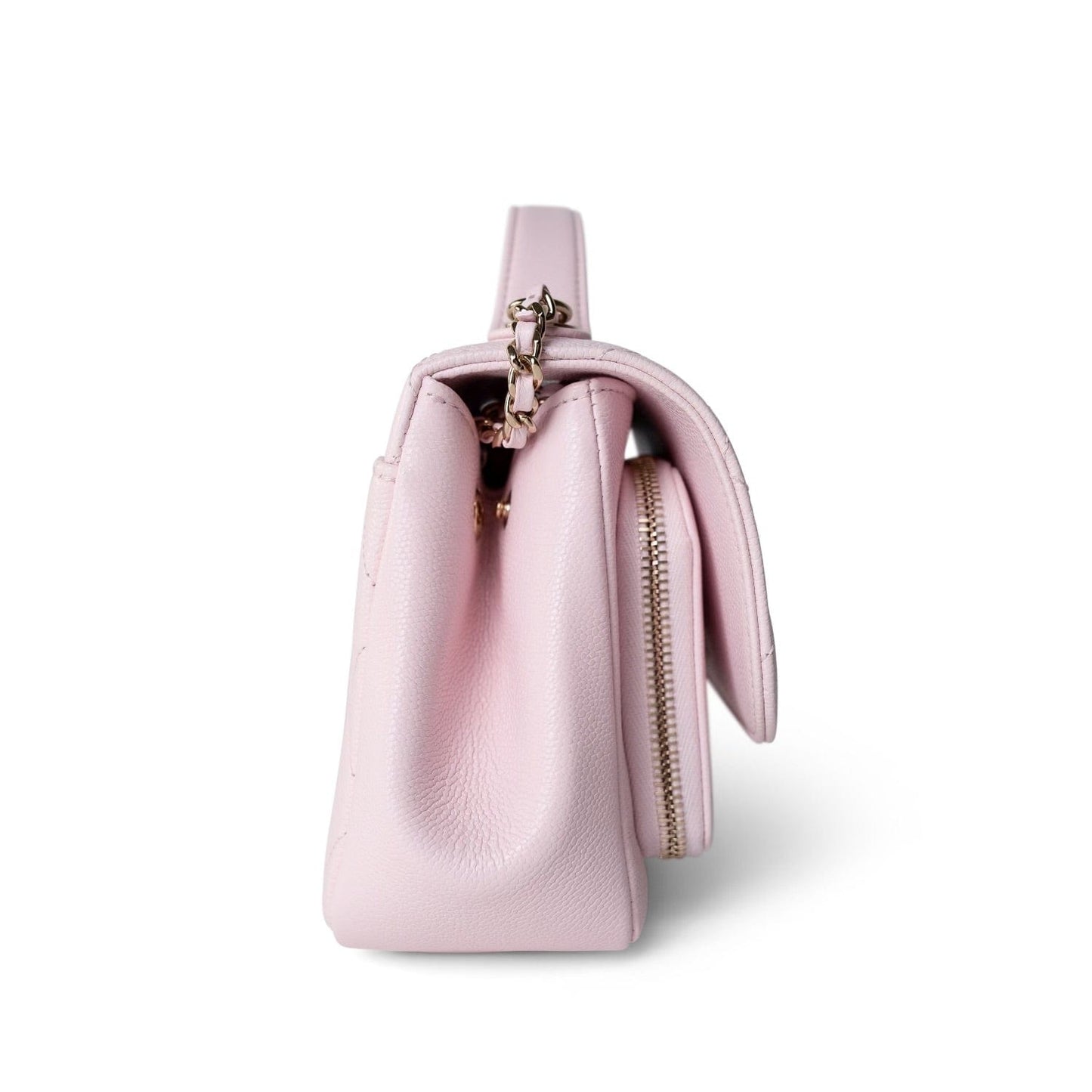 22P Light Pink Caviar Quilted Business Affinity Small Flap Light Gold Hardware