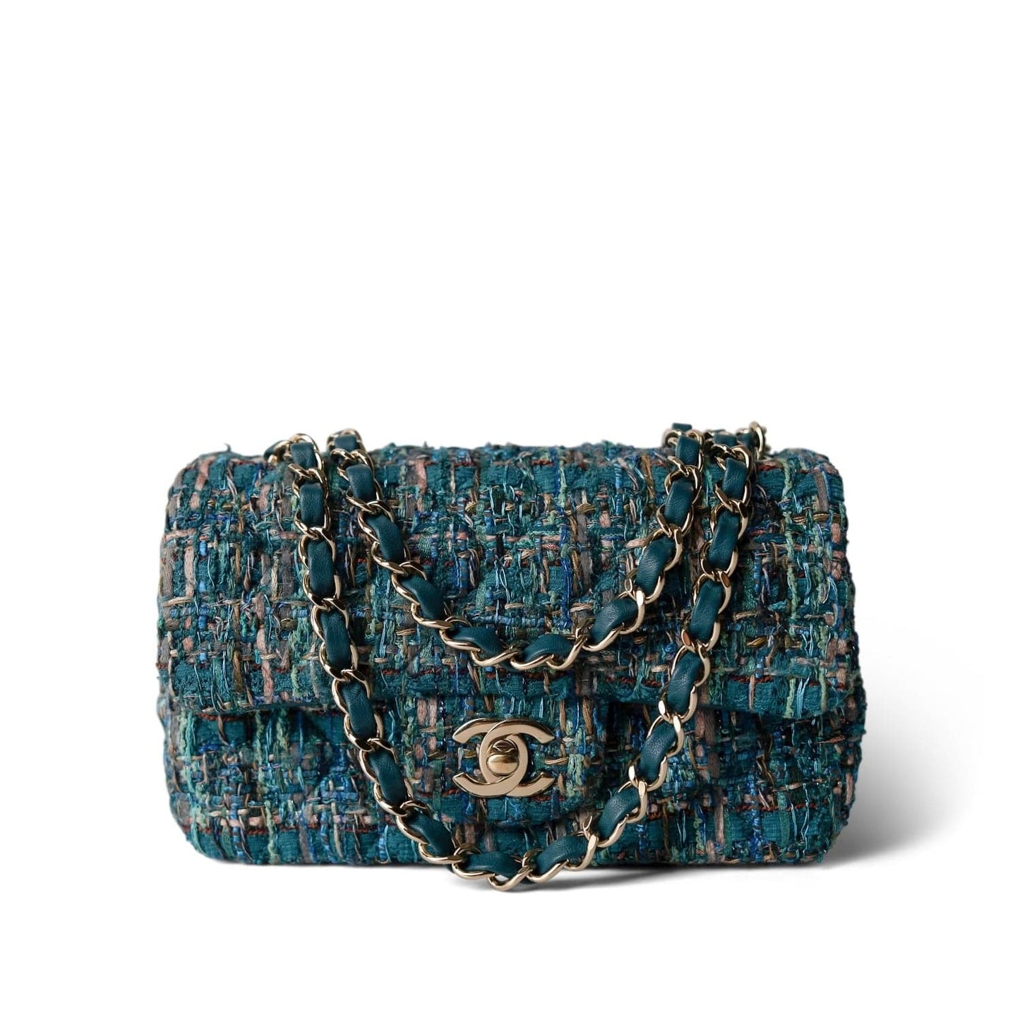 19A Ancient Egypt Turquoise Tweed Quilted Mini Rectangular Flap LGHW