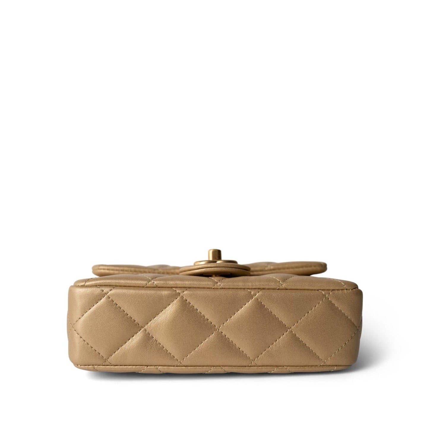 23P Gold Lambskin Quilted Mini Sweetheart Single Flap Bag Aged GHW