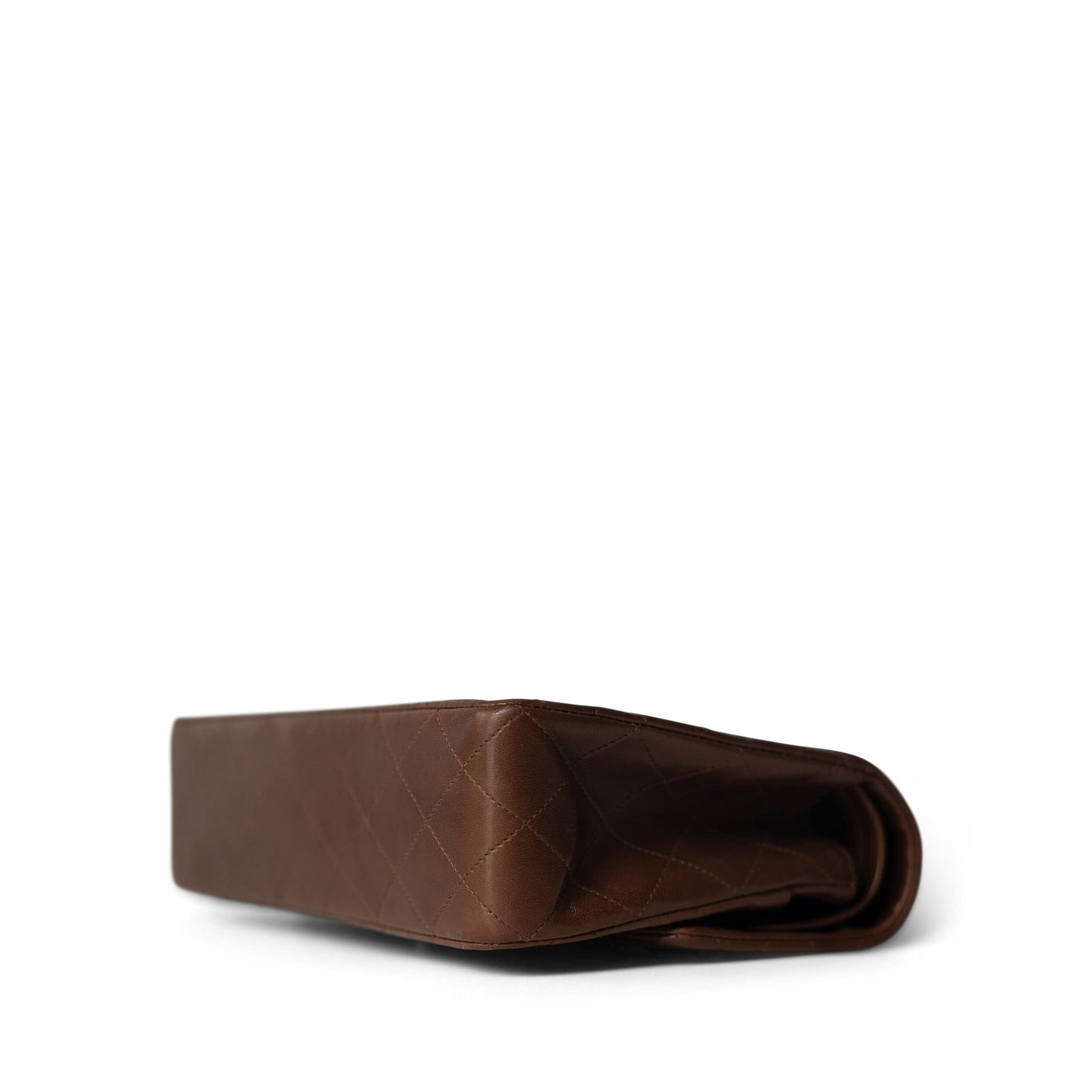 Vintage Brown Lambskin Quilted Classic Flap Bag Medium GHW