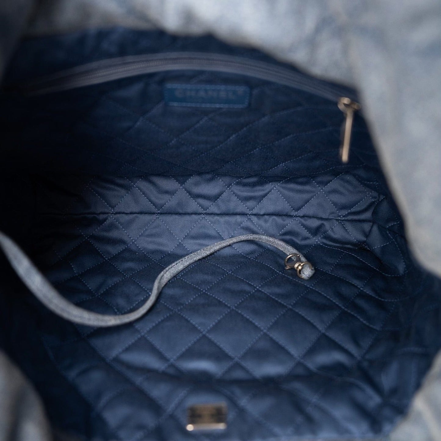 24S Washed Denim Quilted 22 Hobo Bag Small
