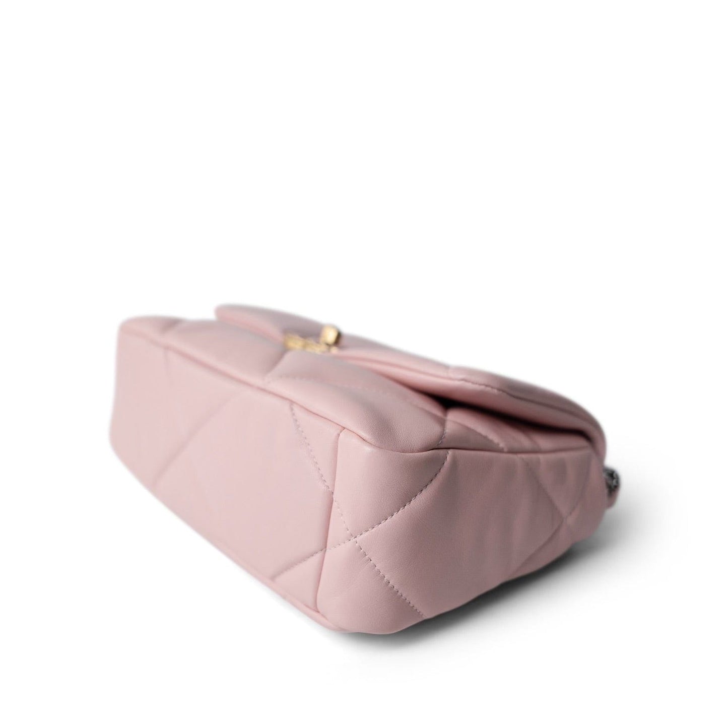 Rose Clair Lambskin Quilted 19 Flap Small Mixed Hardware